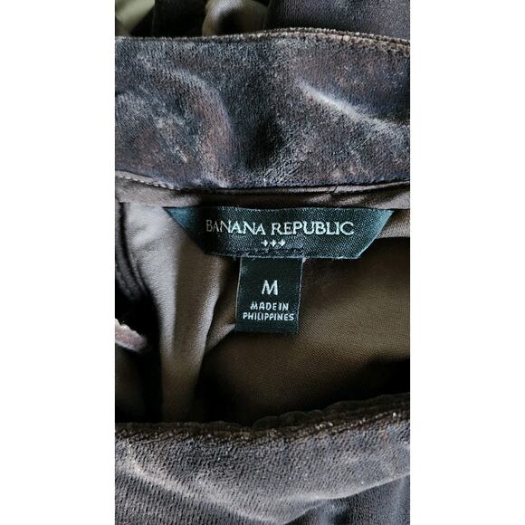 Banana Republic Blouse Womens Chocolate Velvet Mock Neck Open Back Tie Waist Med - Picture 8 of 8